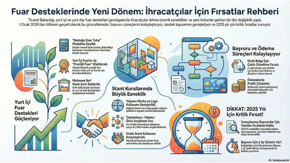Fuar Desteklerine İlişkin Genelge değişiklikleri ile ihracatçılarımızın yurt içi ve yurt dışı fuar katılımlarına verilen desteklerde güncellemeler 